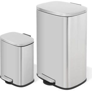 Innovaze 13 +2.1 Gal./50+8 Liter Oval Shape Stainless Steel Step-on Trash Can for Kitchen and Bathroom