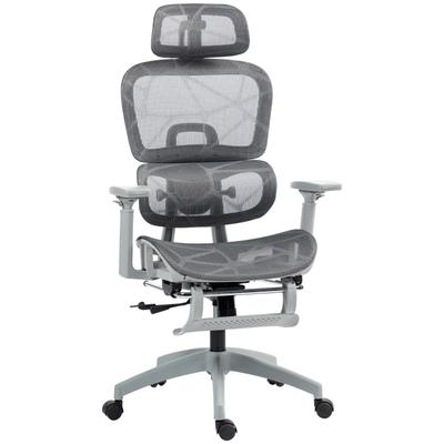 MODFU Bürostuhl aus Polyester in Grau, ergonomisch, verstellbar, mit Fußstütze