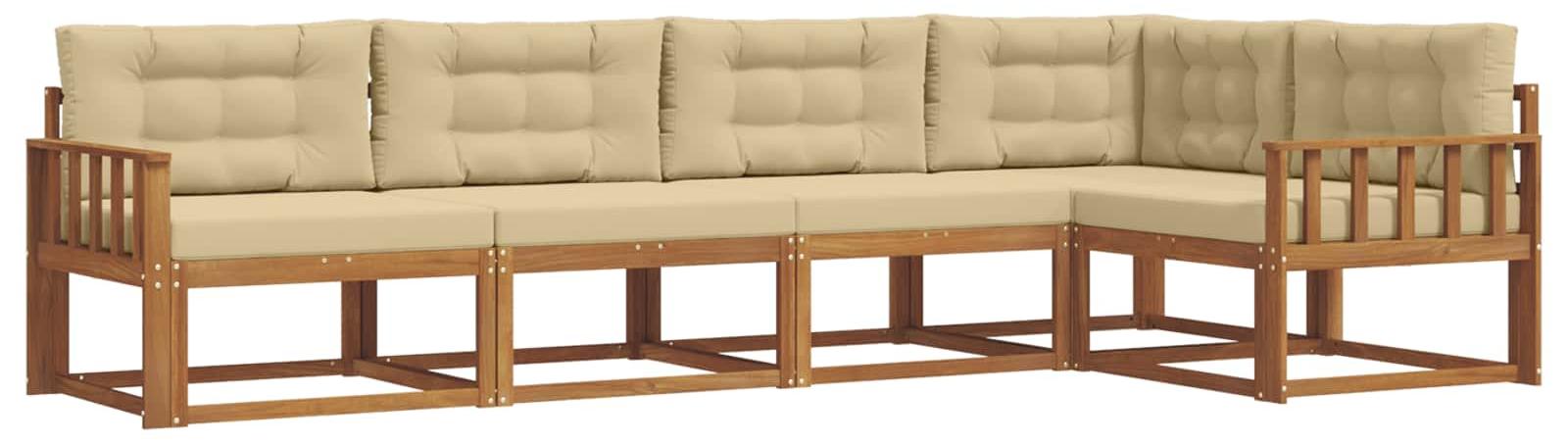 Outdoor-Sofagarnitur mit Kissen 5 pcs Natur und Beige
