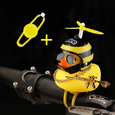 Inspired Living Yellow Rubber Duck Car Ornament With Helmet Propeller Fun Dashboard Duck Decoration & Squeeze Toy y3