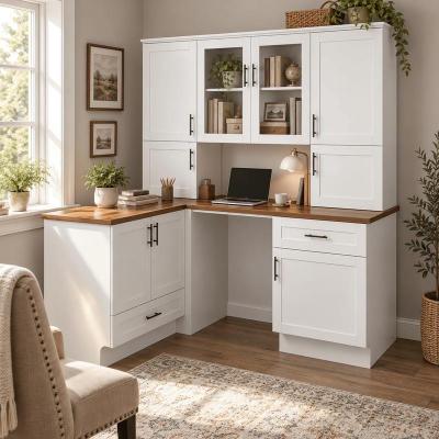 Timechee "71.7"" Counter Height Corner Computer Desk with Hutch & Storage, Home Office Study Workstation"