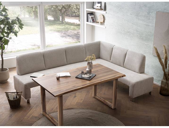 Eckbank EXXPO - SOFA FASHION Intenso, modern, 263/198 cm (B/T) , beige, B:264cm H:92cm T:198cm, NaturLeder;Strukturstoff (Zusammensetzung: Polyester 100%);Luxus-Microfaser (Zusammensetzung: Aufgeflockte 100% Polyester Schicht mit Prägung);Cord (Zusammensetzung: Polyester 100%), Sitzbänke, Eckbank, hohe Bodenfreiheit, frei im Raum stellbar, hoher Sitzkomfort