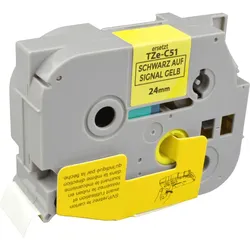 P-Touch Band kompatibel zu TZe-C51  schwarz auf signal gelb  24mm / 5m  laminiert