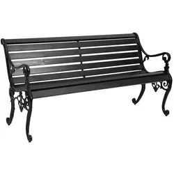 Gartenbank Sandvik aus Kiefernholz mit Aluminiumgestell, klassisch, schwarz, für 2–3 Personen