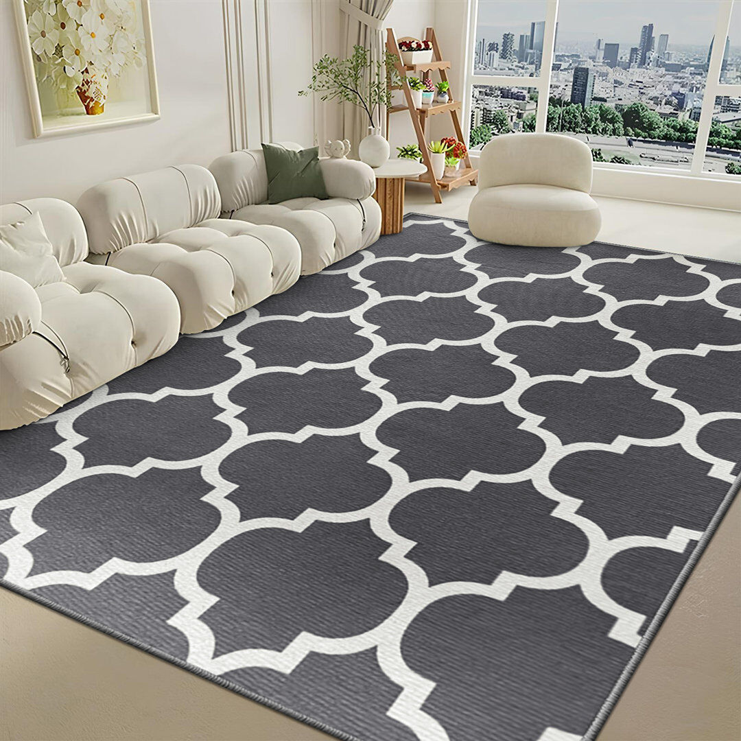 Marlow Home Co. Amandip Polypropylene Centered View Soft feel Printed Area Rug Gray Rectangle 160 x 230cm