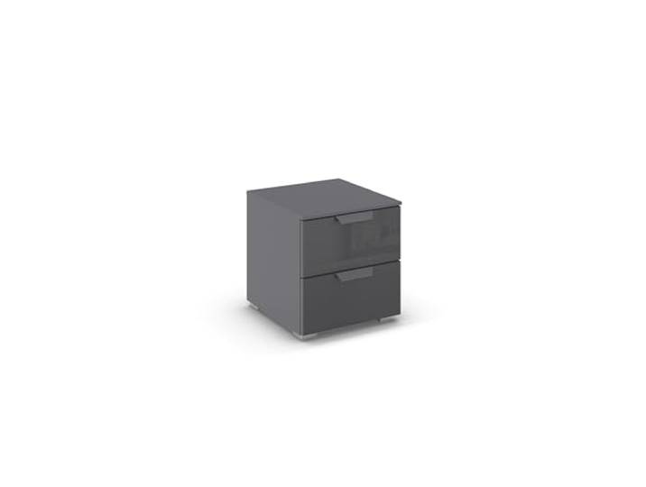 Rauch Möbel ADITIO, Nachttisch, Farbe Grau metallic/Glas Basalt, Maße 40x42x42 cm