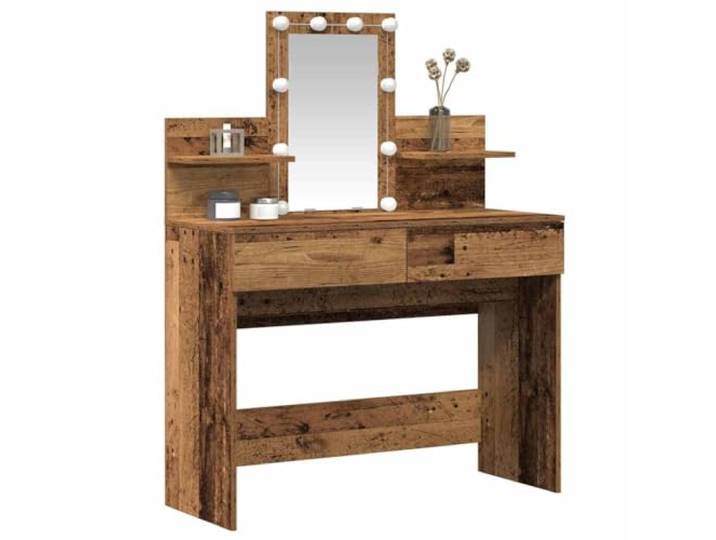 vidaXL Schminktisch Altholz 100 x 40 x 130 cm Holzwerkstoff Es gibt genug Platz für all deine Sachen, LED-Lichter machen deine Pflege-Routine einfacher,