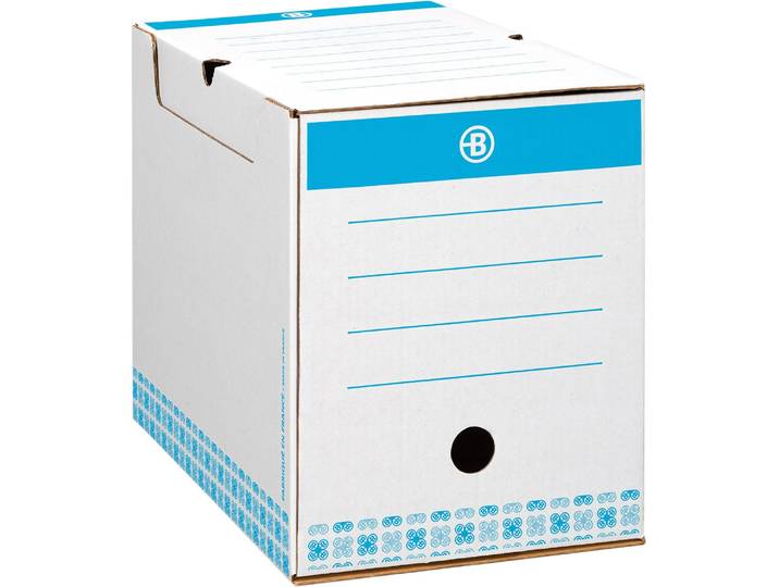 Lot de 20 - Boîte archives Carton Bruneau - Dos 20 cm - Haute résistance - Bleue - Boîtes archives standards - Bruneau