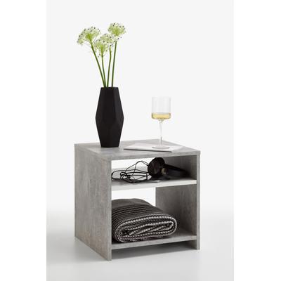 Beistelltisch FMD "Lund", grau (betonfarben, weiß, betonfarben), B:40cm H:40cm T:40cm, Tische, Beistelltisch