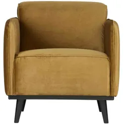 Sessel Statement Samt, modernes Design, honiggelb, mit Armlehnen und schwarzem Gestell