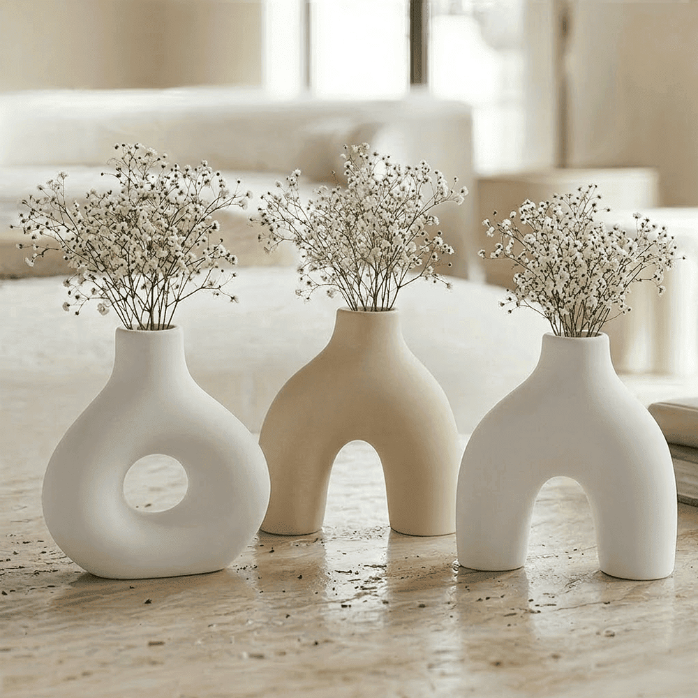 Elica Mini Neutral Organic Shaped Vases - Set of 3