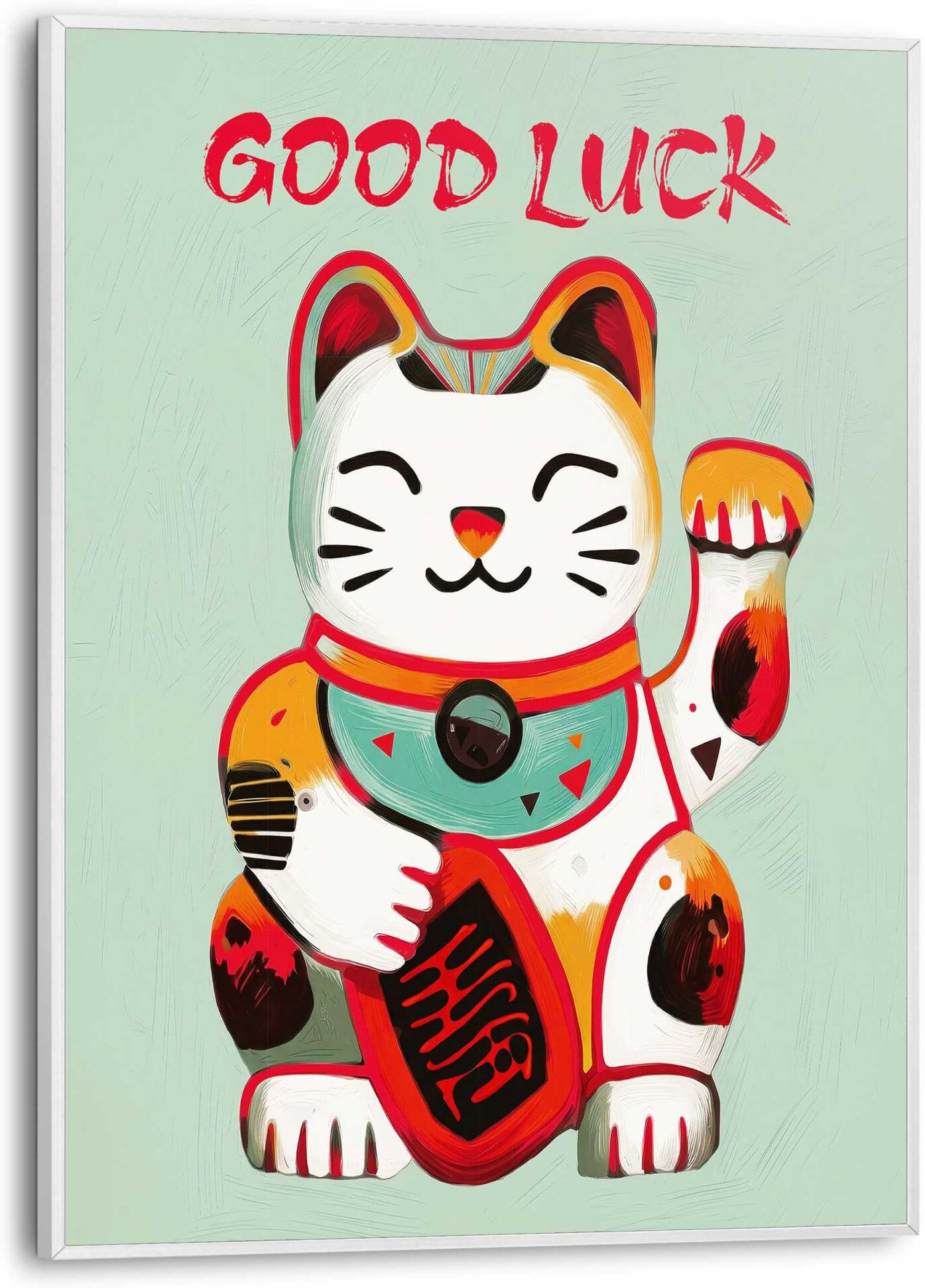 Reinders! Bild mit Rahmen REINDERS "Maneki Neko", farbe bild(er): grün, B:30cm H:40cm T:1,6cm, MDF, Bilder, Bild mit Rahmen, Hobbyraum - Grün - MDF - Spiritualität - 30x40 cm farbe bild(er): grün B/H/T: 30cm x 40cm x 1,6cm, 1 Stk.