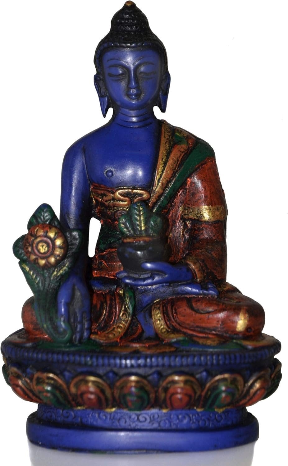 Billy Held Medicijn Boeddha Beeld Blauw Hars, Hoogte: 11,5 cm