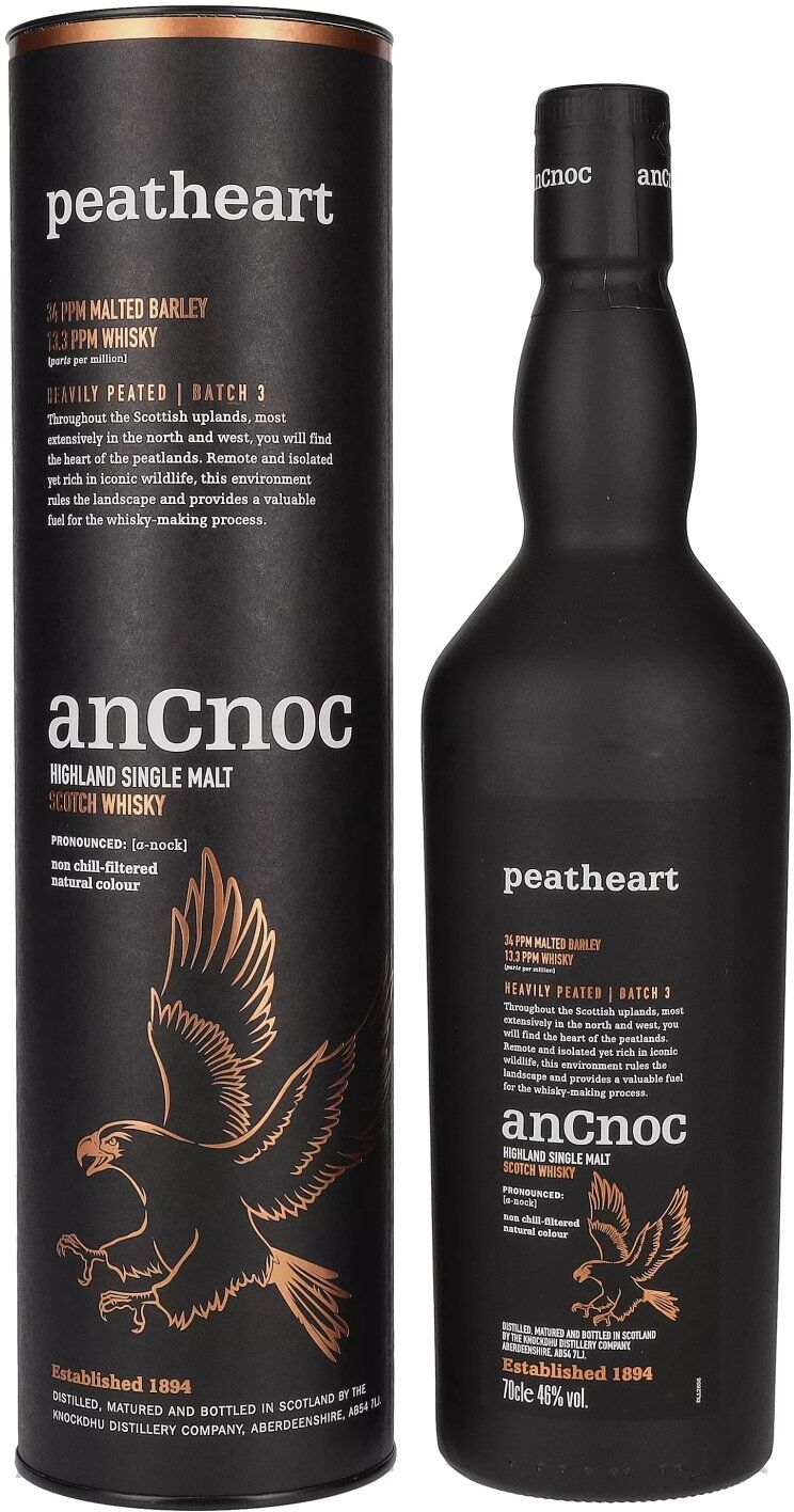 AnCnoc PEATHEART Heavily Peated Batch 3 46% Vol. 0,7l in Geschenkbox