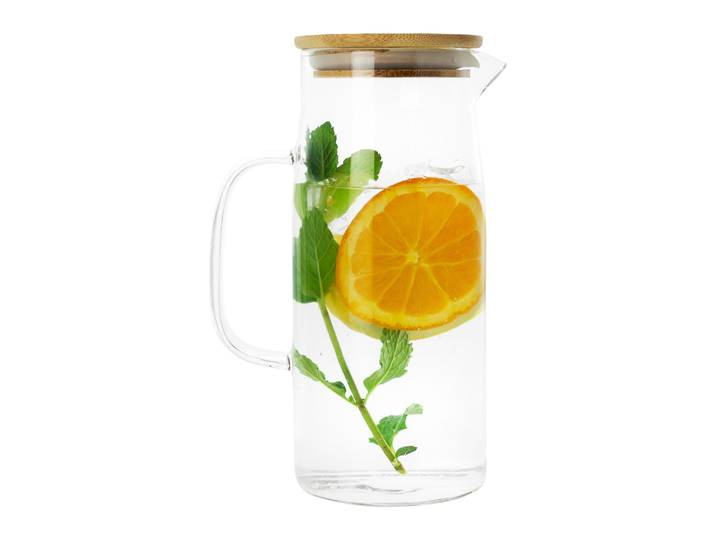 Krumble Karaf met handvat en deksel - Glas en hout - 1 liter