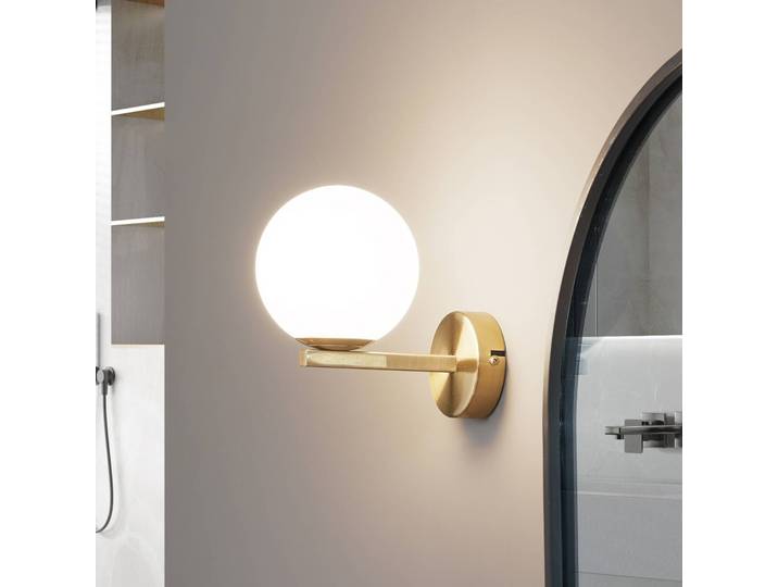 Wandlamp Bidolo, dimbaar, messing / goud, Badkamer, metaal, Wandlamp
