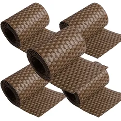 NYVI Polyrattan Sichtschutzstreifen Privafence 255x19 cm - Sichtschutz für Doppelstabmatten Zaun 5 Rollen Braun