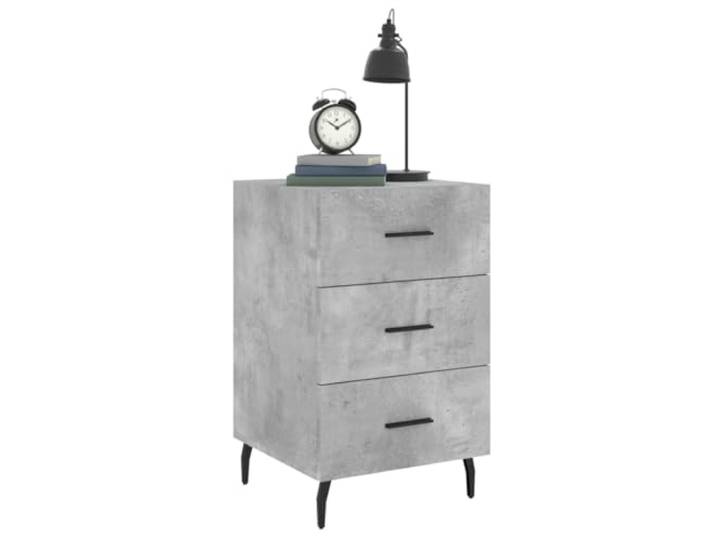 KTHLBRH Nachttisch, Grau, Beton, 40 x 40 x 66 cm, Holz, mehrschichtig Schubladen zur Aufbewahrung, Ausstellungsfläche, Metallfüße, inkl. Wandbefestigung