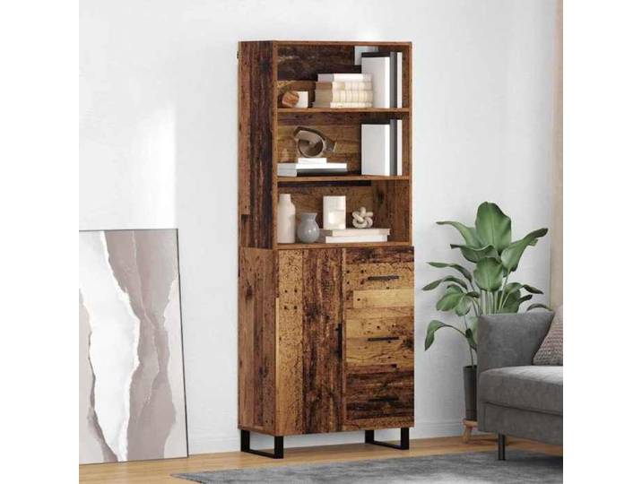(ON SALE)Enfilade - Vitrine Buffet haut - Haut Armoire - avec tiroir Bois Ancien 69 5x34x180 cm @FR2799115