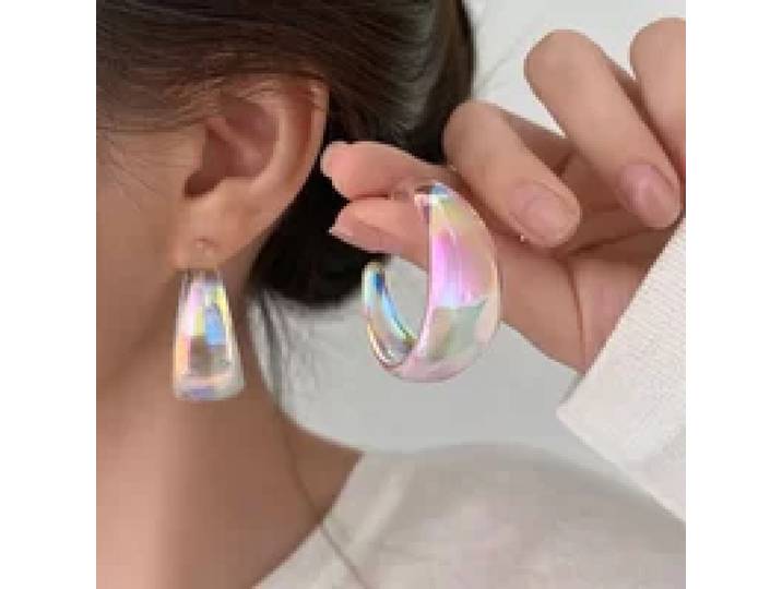 Mode Koreaanse AB Kleuren Brede C-Type Hoop Earring Vrouwen Vintage Onregelmatige Dangle Oorbellen Voor Vrouwelijke Partij Sieraden