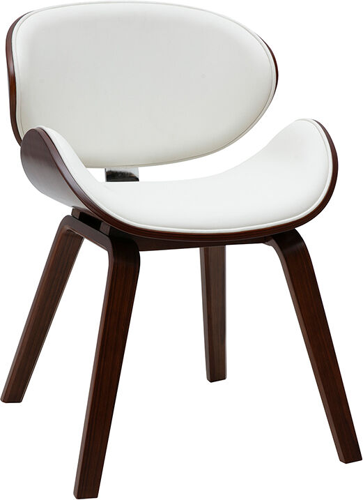 Miliboo Weißer Designstuhl mit dunklem Walnussholz WALNUT