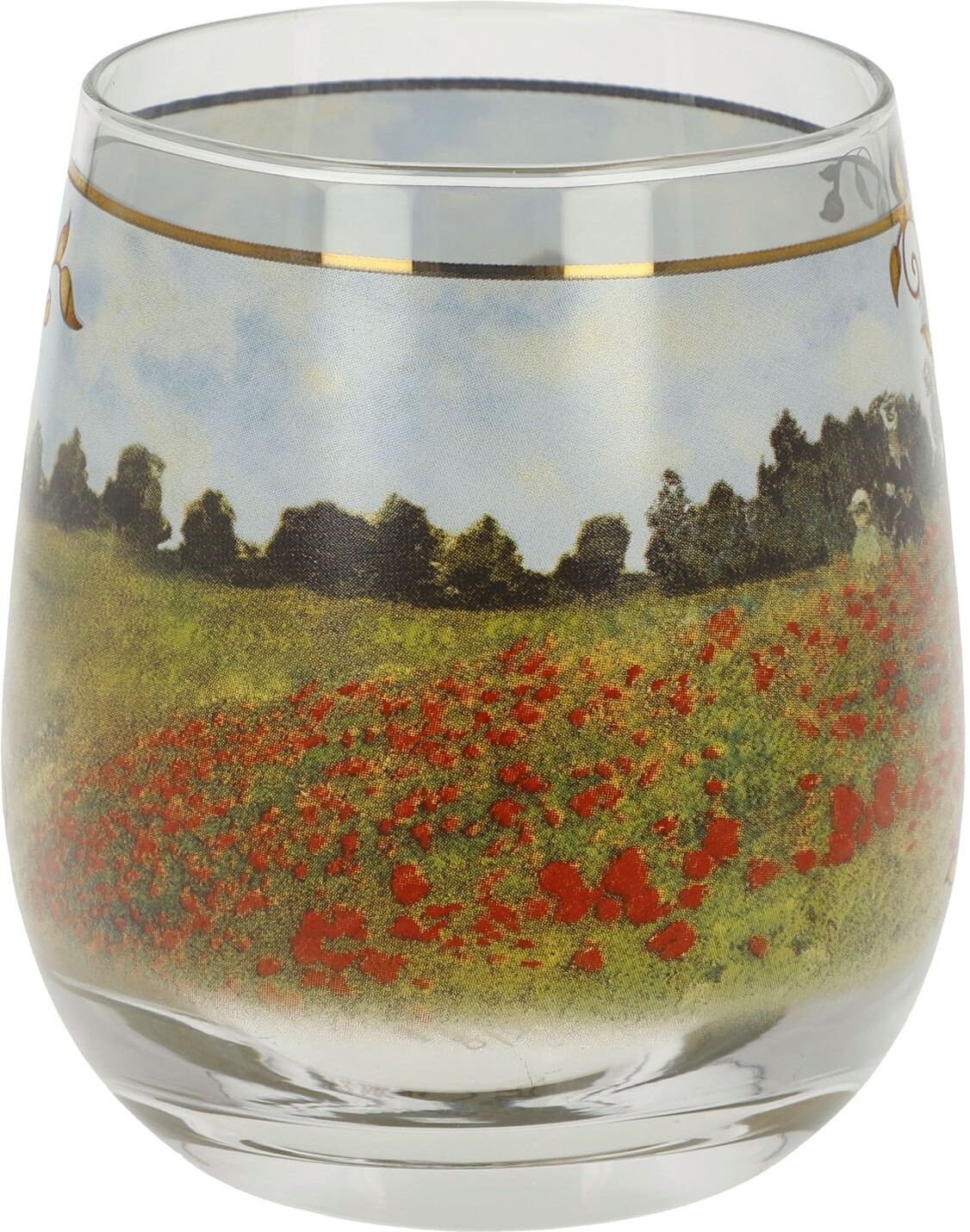 Windlicht GOEBEL "Windlicht Claude Monet- Mohnfeld", bunt, B:8,5cm H:10cm T:8,5cm, Glas, Kerzenhalter, Windlicht bunt B/H/T: 8,5cm x 10cm x 8,5cm