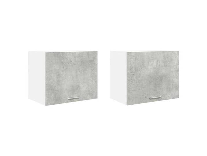 Gris Vitrine suspendue - HUABLBO - 2 pc Gris béton et Blanc Bois d'ingénierie &2050
