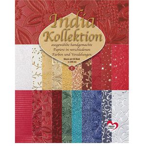 Ideen-mit-Herz Motivpapier India Kollektion, A4, 250 g/m², mit Folienveredelung und Prägung 20 Motive, 20 Blatt