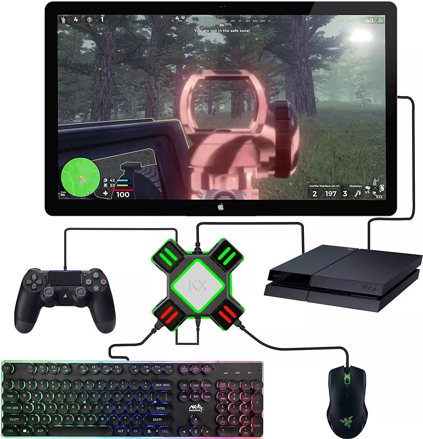 INF Adaptateur pour souris et clavier pour Switch, Xbox One, PS3/4