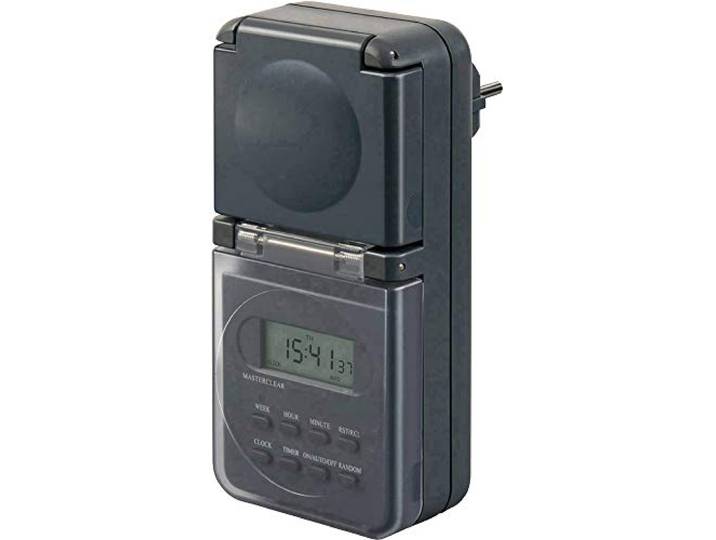Brennenstuhl IP44 digitale timer met digitale timer voor buiten- en kinderveiligheid antraciet, 1506706 (Duitse stekker)