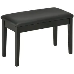 OKWISH Klavierbank Holz Schwarz 75x35x49 cm mit Kunstlederbezug, hochglänzende Oberfläche, belastbar bis 150 kg