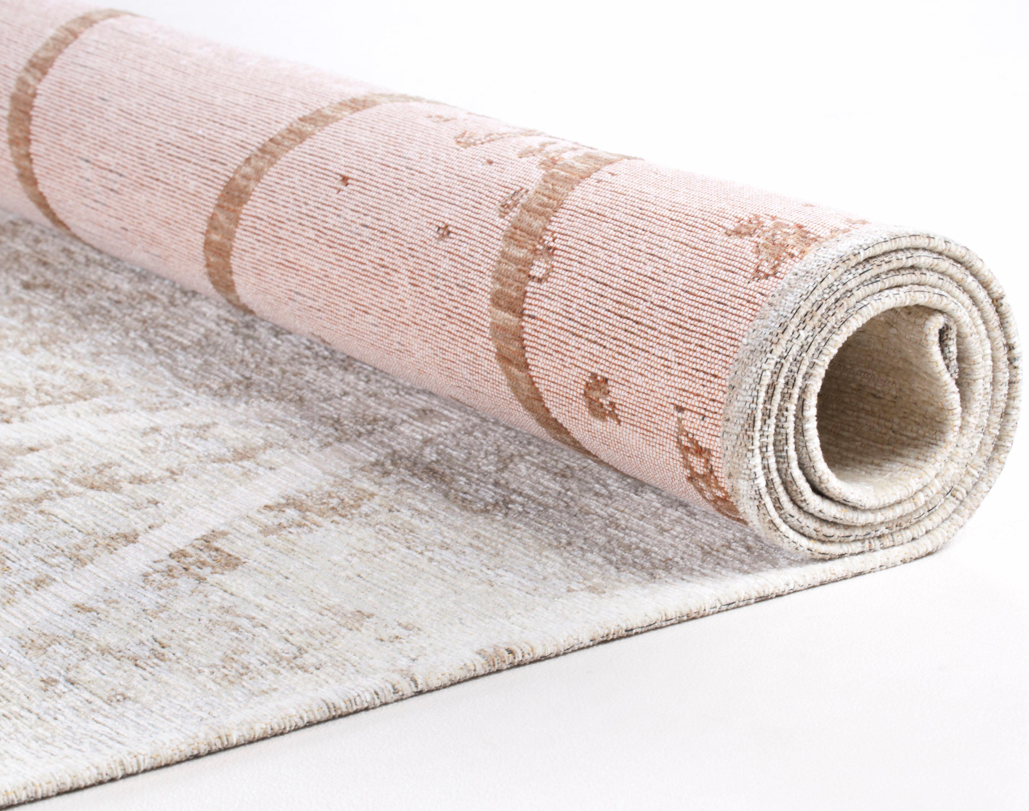 Teppich TOM TAILOR HOME "Fine Lines" Gr. 3, beige, B:140cm H:5mm L:200cm, Wolle, Teppiche, Teppich, Flachgewebe, Rauten Design, ideal im Wohnzimmer & Schlafzimmer
