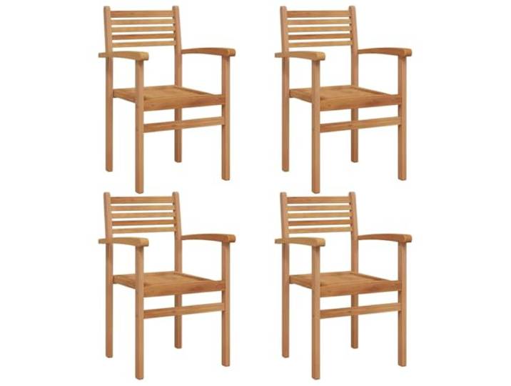 KTHLBRH Stuhl 4 Stück braun Teakholz massiv Esszimmerstuhl mit geformten Armlehnen, rechteckig, 56 x 55 x 90,5 cm, Sitzfläche 46 cm, Tiefe 47,5 cm