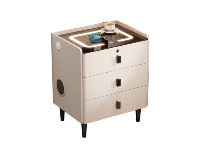 FZL02068LM Zimmer Luxuriöser multifunktionaler Nachttisch mit 3 Schubladen For Wohnzimmer, Schlafzimmer(Mittel)