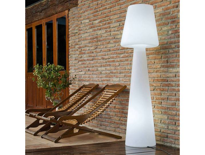 Newgarden Lola vloerlamp, hoogte 165 cm, warmwit, wit / opaal, Kunststof, Modern