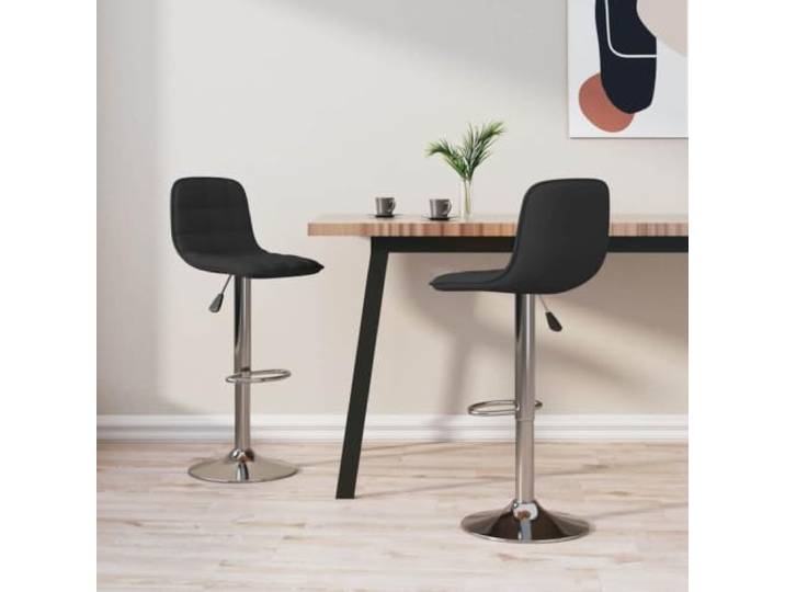 NLQMSU Barhocker, 2 Stück, schwarz, Stoff mit verchromter Stahlbasis Höhenverstellbar, 360° drehbar, integrierte Fußstütze, Gashebemechanismus, weicher Stoff