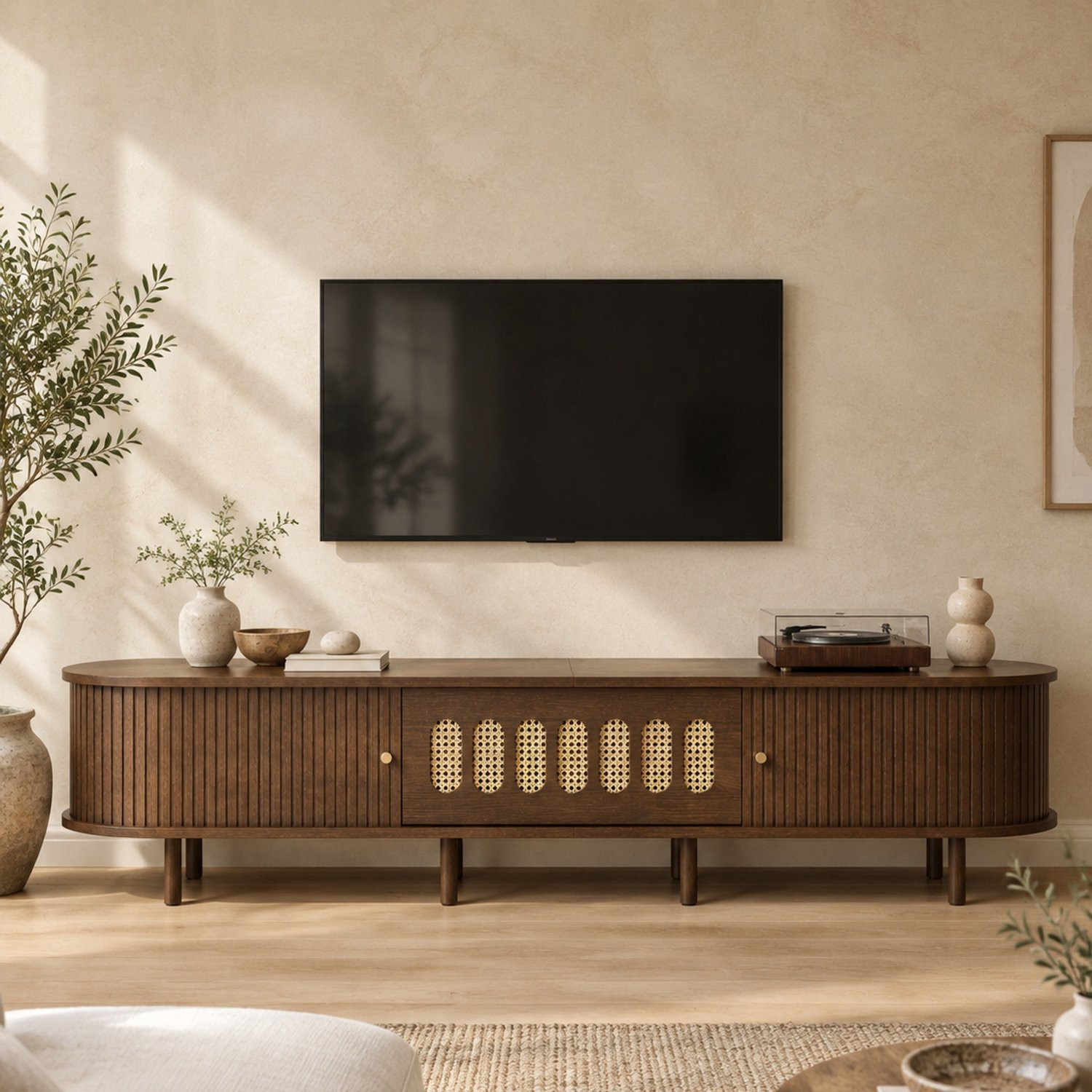 CHICFURN TV-meubel met 8 poten in Walnoot