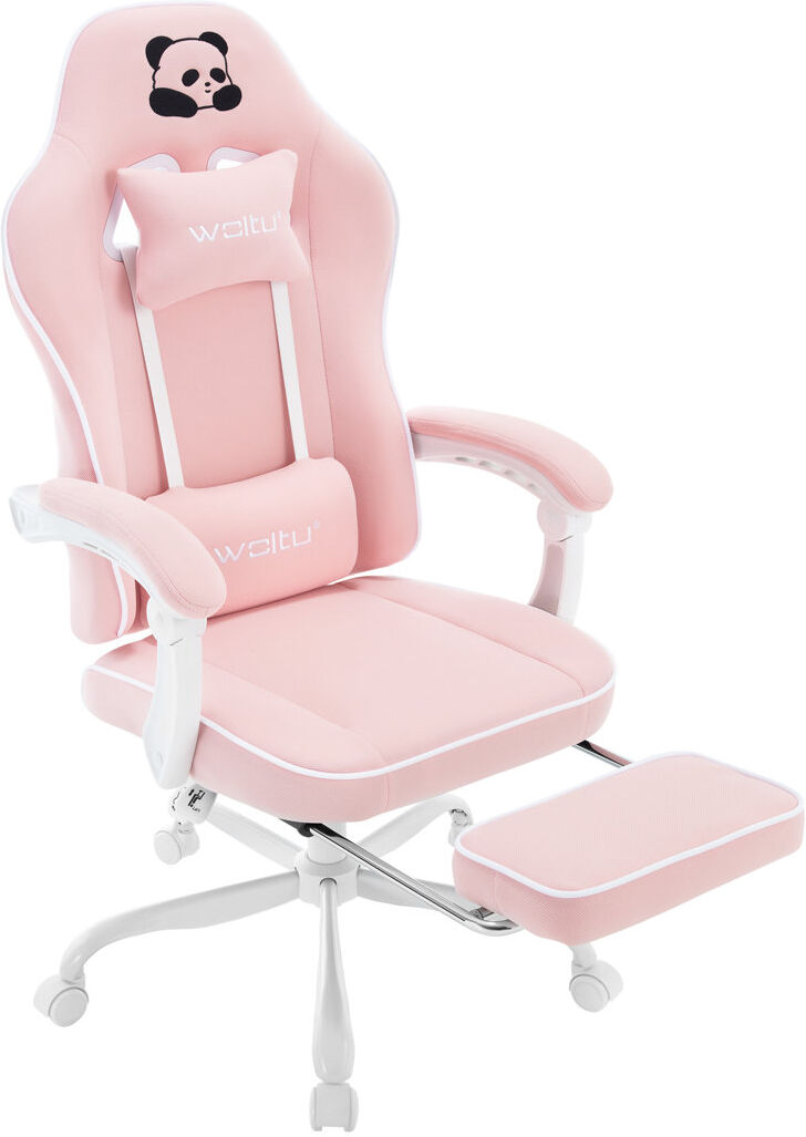 17 Stories Gaming Chair With Pocket Spring Cushion, Gaming Armchair 150 Kg Load Capacity, Ergonomic Swivel Chair, Gamer Chair With Head Cushion, Lumbar Cushion, Pink 125.5cm H X 70cm W X 70cm D