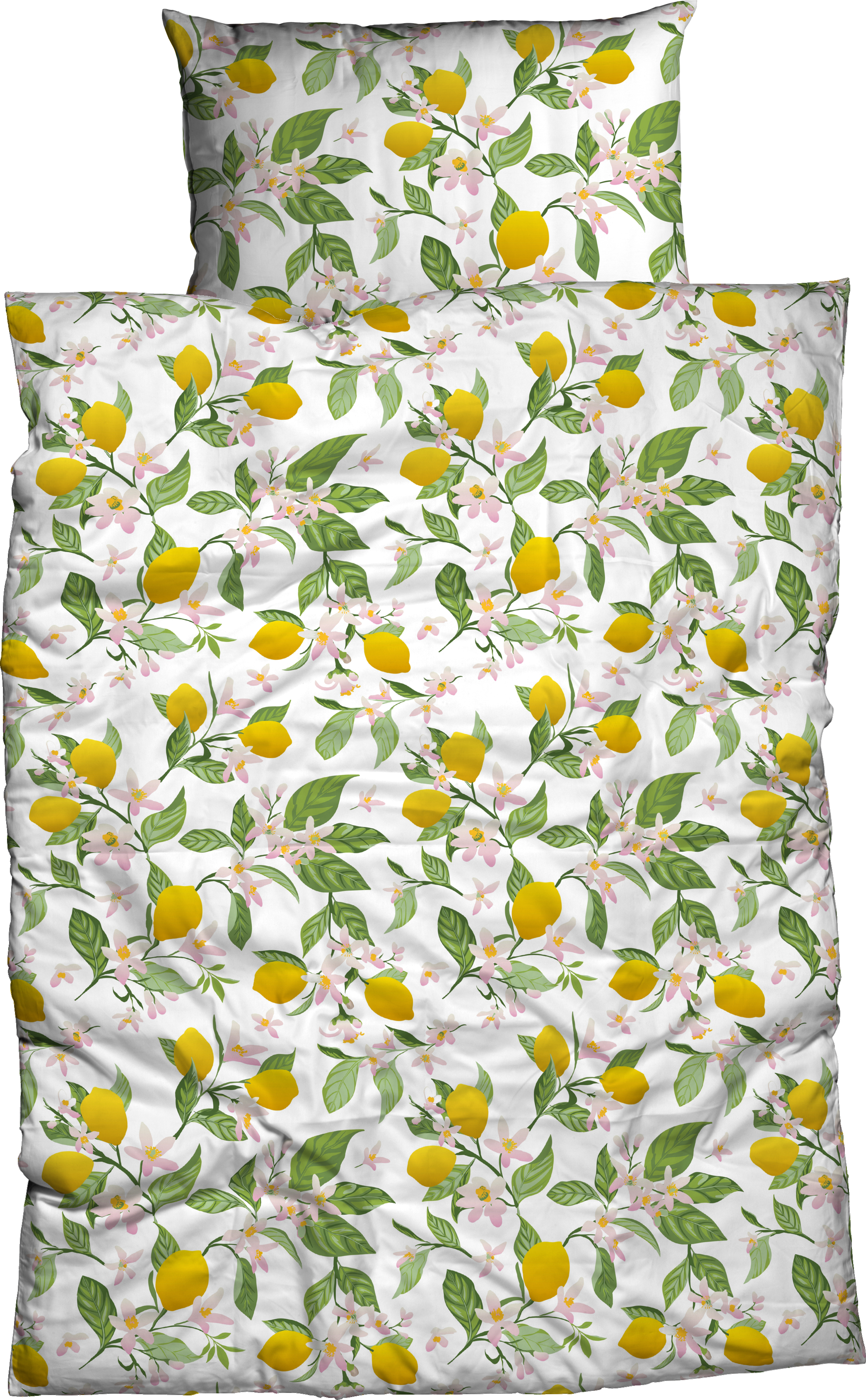 Bettwäsche CASATEX "Lemon", gelb (gelb, grün), B/L: 155cm x 220cm, 1 Stk., 1 Stk., Satin, B/L: 80cm x 80cm, 2 Stk., Satin, Obermaterial: 100% Baumwolle, Bettwäsche, Bettwäsche, kräftig sonnige Farben, tolles Design mit Zitronen gelb, grün B/L: 155cm x 220