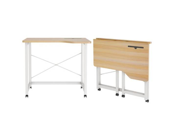 Bureau Pliable 90x56x75cm Table de Bureau avec Fente pour Carte Bureau Ordinateur Mobile avec 4 roulettes Bureau Pliable Petit
