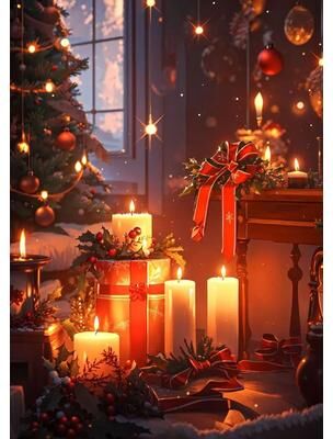 Inspired Finds Classic Santa Claus Christmas Canvas Wall Art Festive Holiday Poster Decor 7.87x11.81in candlelit Christmas Glow