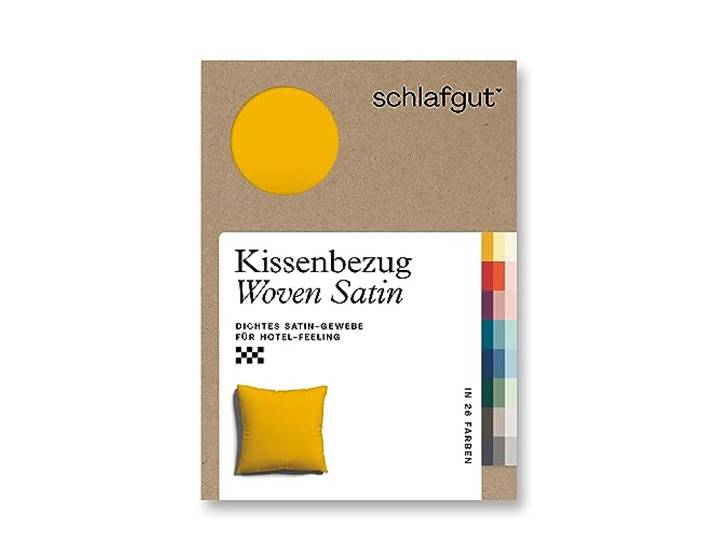 schlafgut Woven Satin Kissenbezug 40x40cm Yellow Deep, Hotelqualität seidig