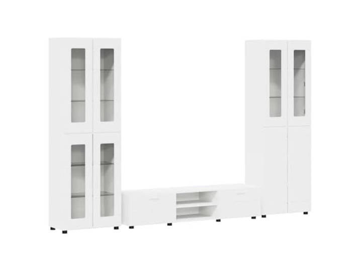 RJPLMFV TV-Möbel Florin, 3-teilig, weiß, Holz Geräumige Aufbewahrung, mattes Finish, minimalistisches Design, Innenraum, Wohnzimmer, Büro, Feuchttuchpflege