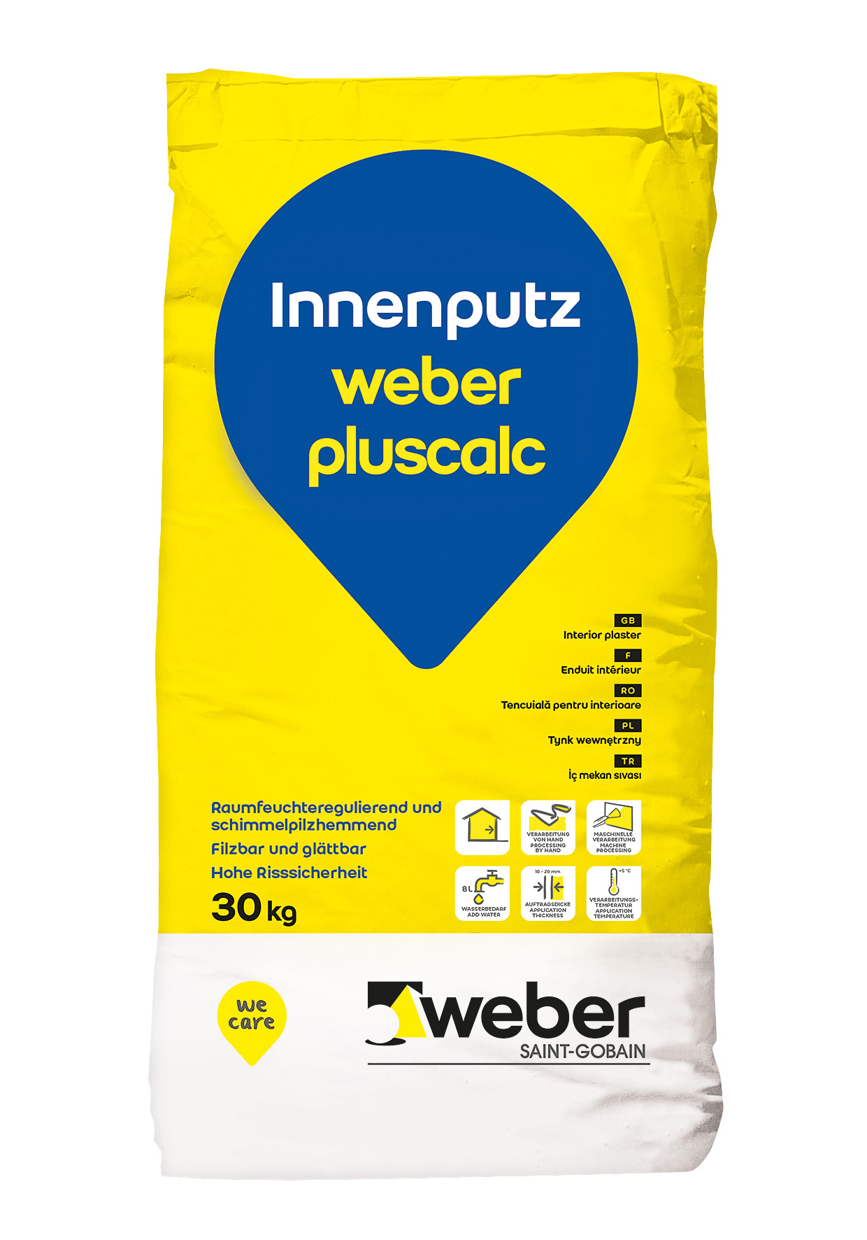 42x weber pluscalc Hybrid-Innenputz zum Glätten und Filzen 30kg