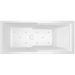 RIHO Stiell Shower Rechteck-Badewanne, Version links, mit Air-System, Einbau, 2-Sitzer, weiß, B103008005, Ausführung: 180x80x50cm, Kopfkissen+Licht links