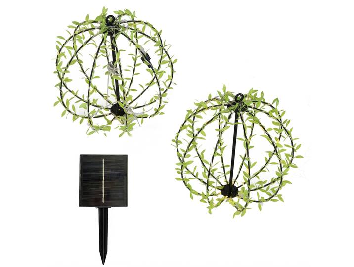 2 Suspensions Solaires Boules Feuilles Ball Festy D30cm