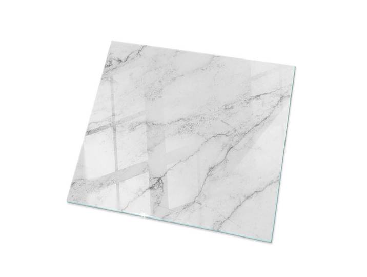 Tulup Glasplatte 50x50 cm Marmoroberflächenmuster, Hellgrau, Glas, Quadratisch, 50x50x0.4 cm, Esszimmer, Esstische, Tischsysteme