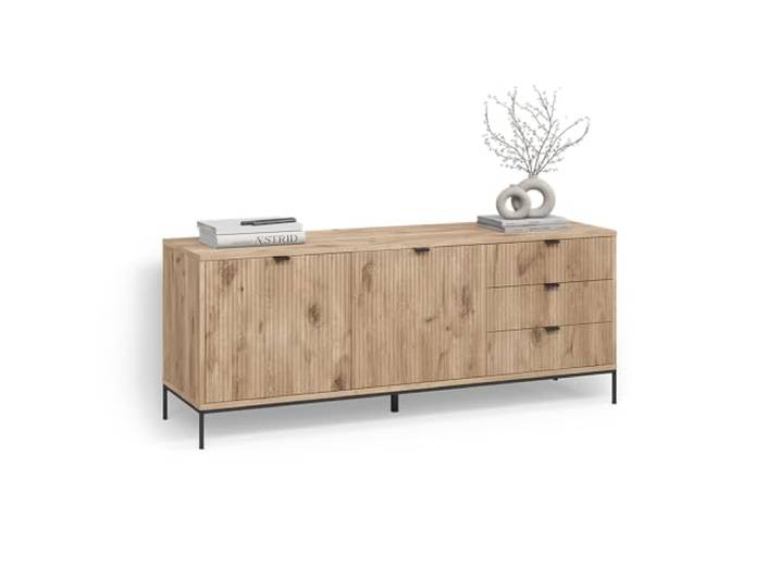 Livinity Lowboard Aterno , Viking Oak 150 x 60 cm mit 3 Schubladen, 2 Türen