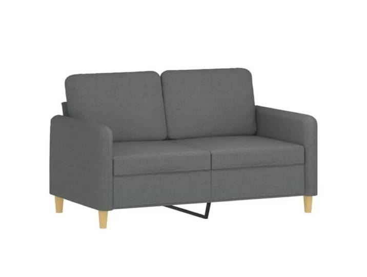 KTHLBRH Sofa-Set, 3-teilig, dunkelgrau mit Kissen Polyestergewebe, Metallrahmen, Fußstütze inklusive, 2-Sitzer und 3-Sitzer