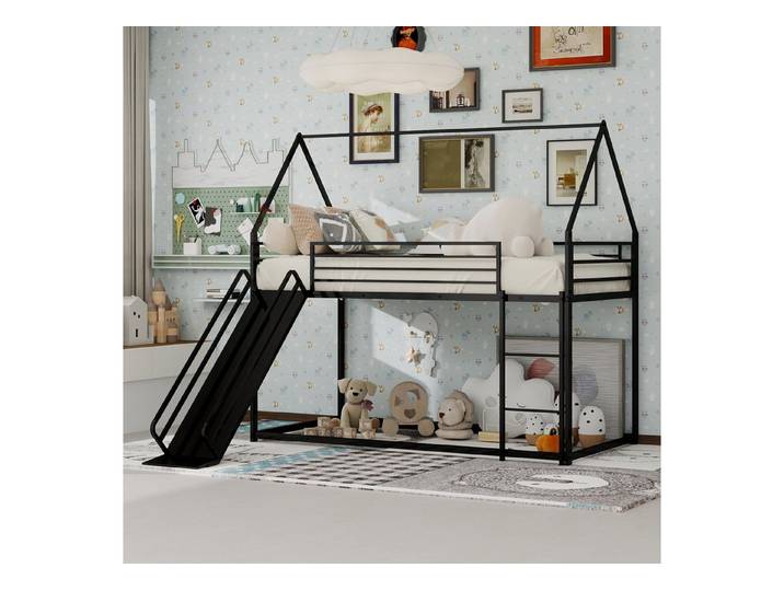 OYRREU Etagenbett Twin über Twin Etagenbett mit Rutsche für Kinder Schlafzimmer (Spar-Set)